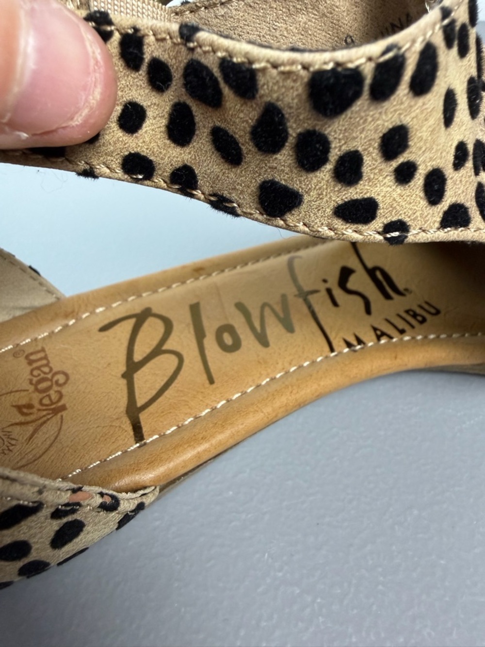 Blowfish Malibu Sandals Women 9 VeganBalla Slip On Black Cheetah Side Zip Wedge - Picture 7 of 14